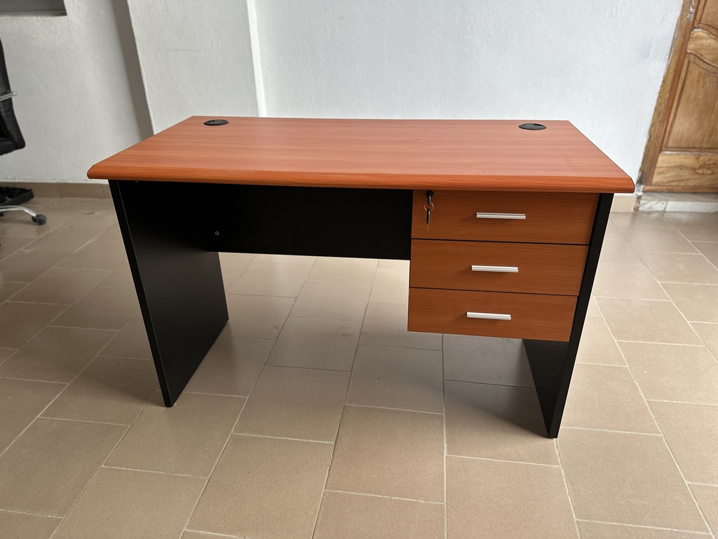 BUREAU AGENT + TROIS TIROIRS ORANGE 120*60*75cm